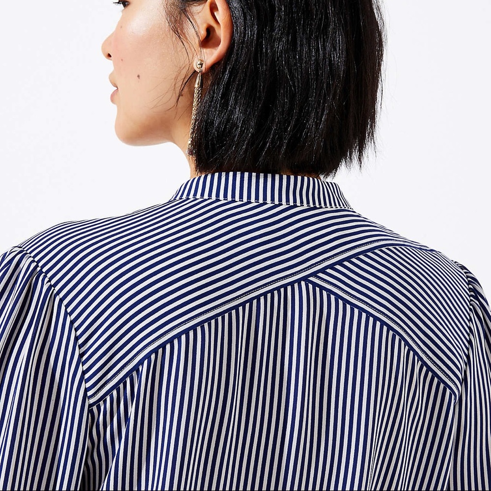 Loft | NWT striped crossover back utility blouse - Picture 4 of 8